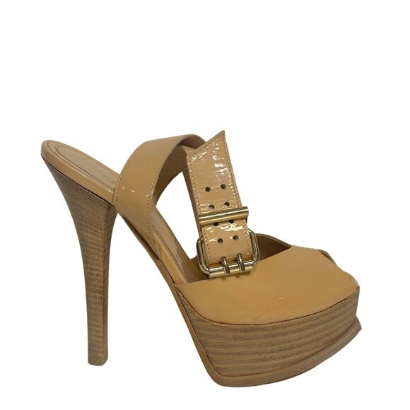 Fendi Beige Patent Open Toe Heels 35 - Picture 1 of 3